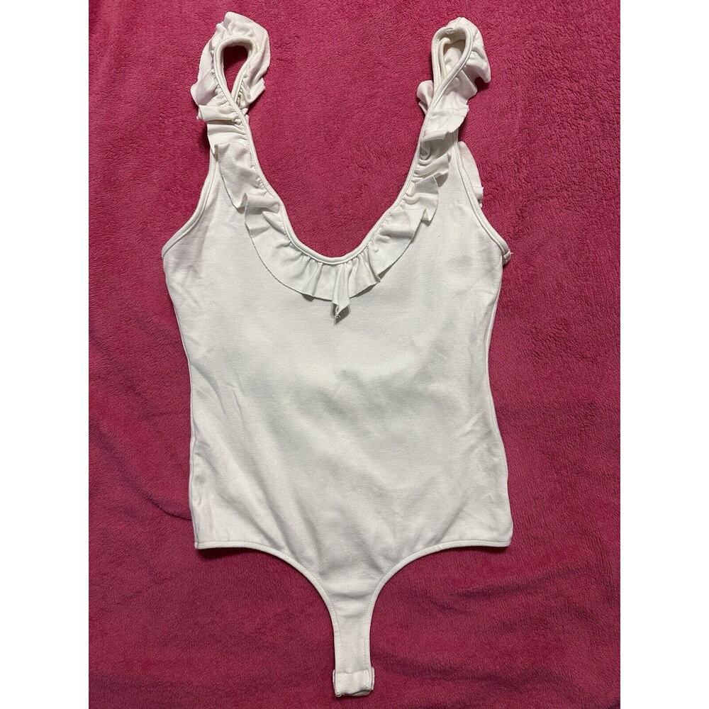 Intimately Free People White Sleeveless Low Back Bodysuit Ruffles Small